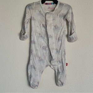 Magnetic Me White & Gray Elephant Print One-Piece